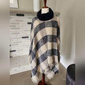 Buffalo Plaid Turtle Neck Poncho